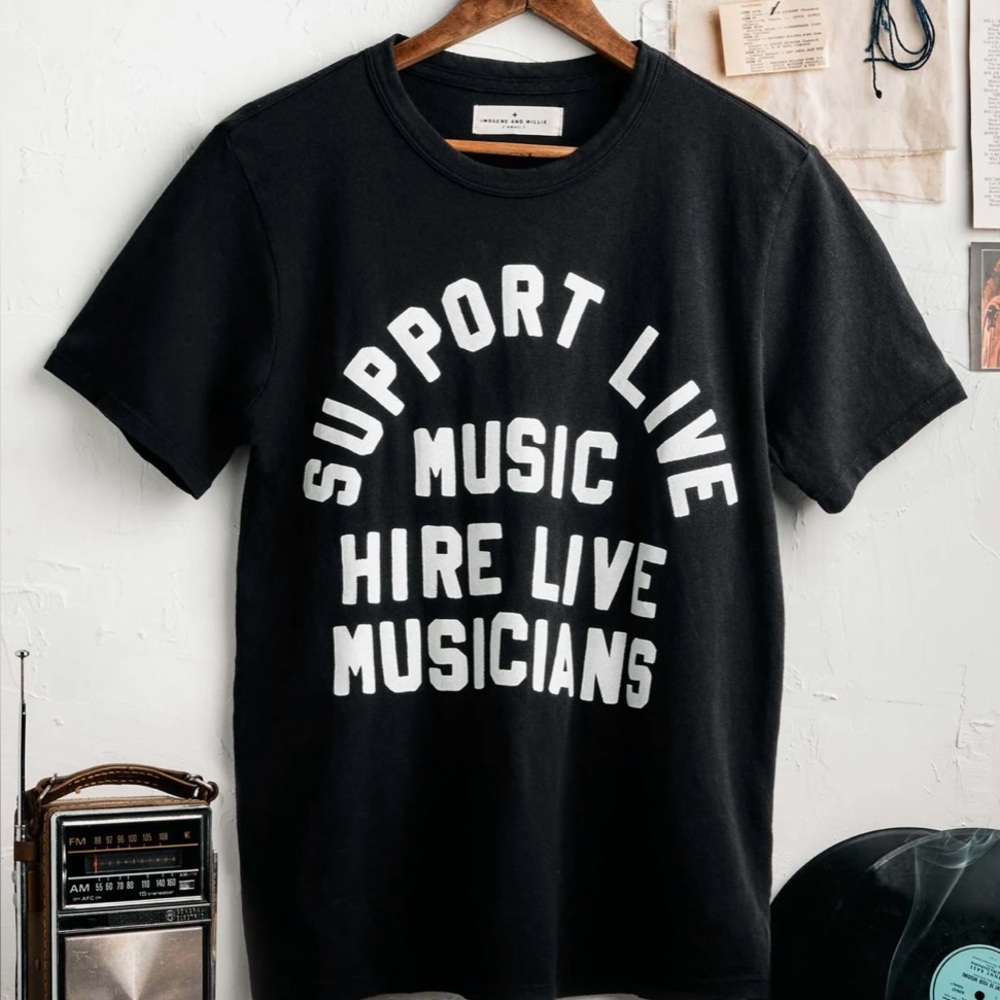 Imogene + Willie the "support live music" tee in black